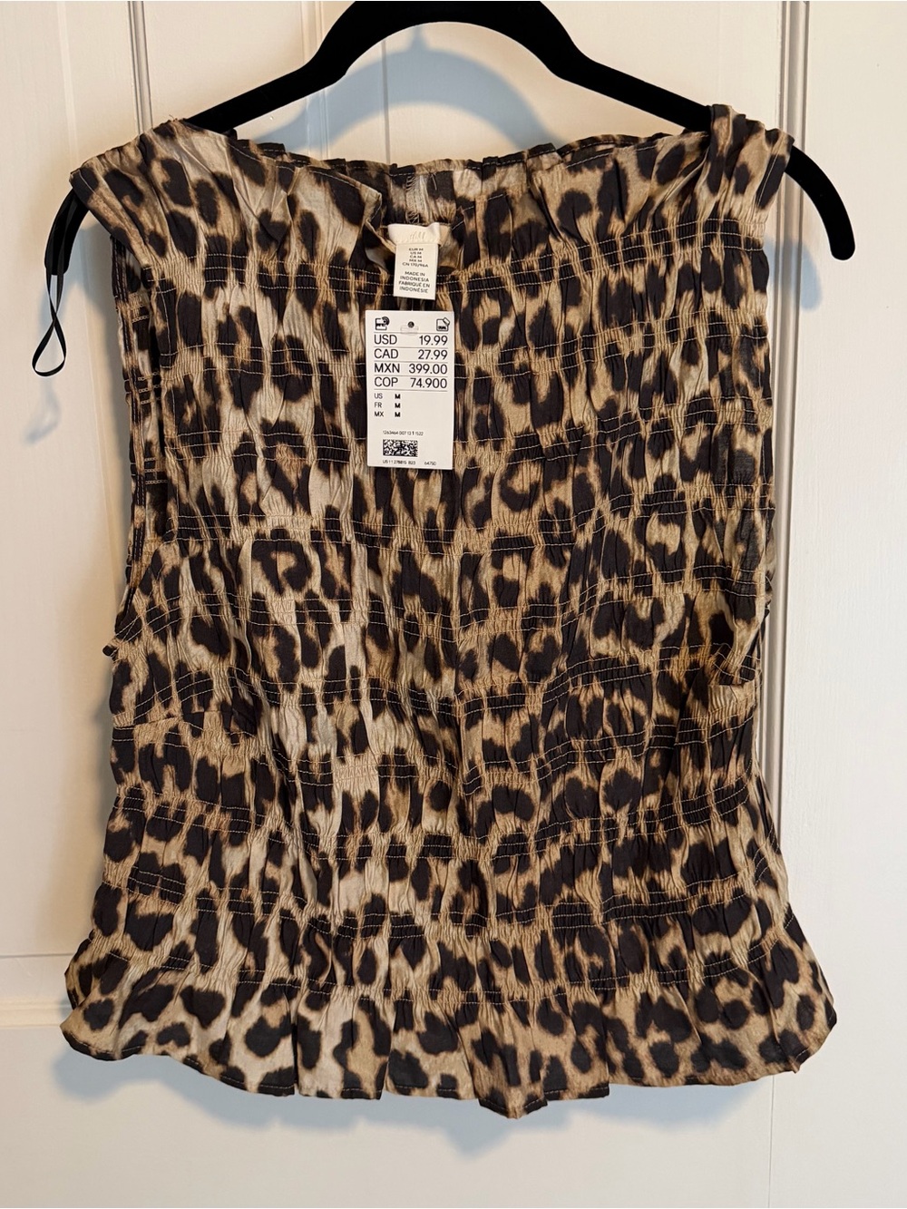 H&M Leopard Print Smocked Top sz M NWT